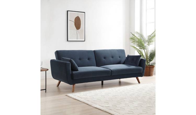 Kyoto Otis Velvet 2 Seater Clic Clac Sofa Bed - Blue
