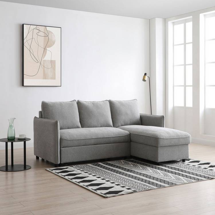 Kyoto Ruben Boucle Reversible Corner Sofa Bed - Grey 0