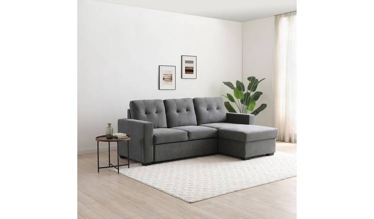Kyoto Austin Fabric Reversible Corner Sofa Bed - Grey