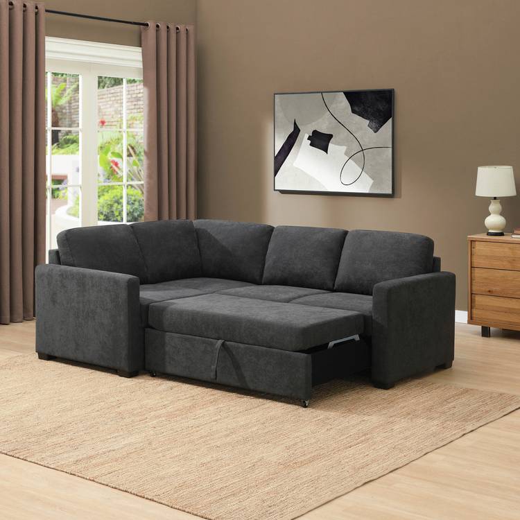 Habitat Reagan Fabric Left Hand Corner Sofa Bed - Charcoal 0