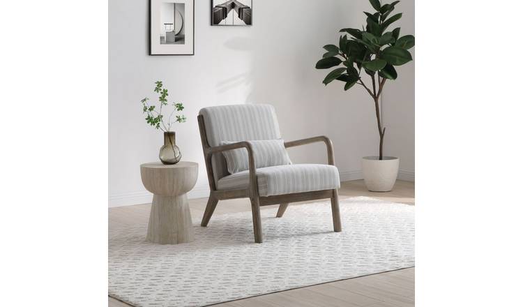 Kyoto Leah Fabric Accent Chair - Natural Stripe