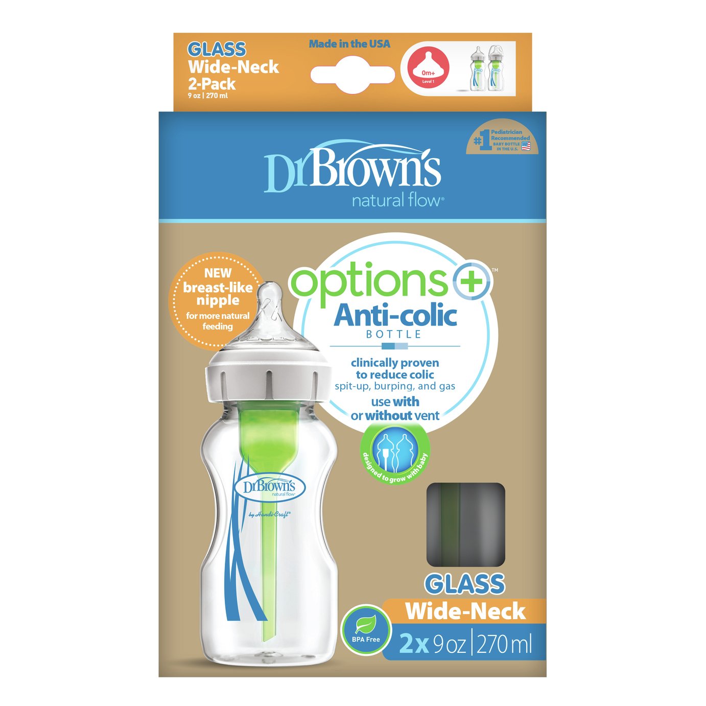 Dr Brown's Options+ 2 Anti Colic Glass Baby Bottles Review