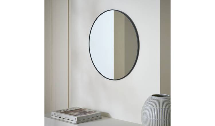 Habitat Black Round Wall Mirror - 50x50cm