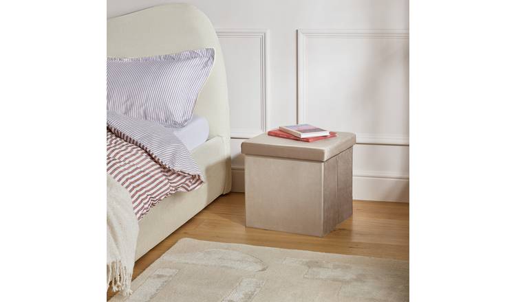 Argos Home Tilly Small Velvet Ottoman - Taupe