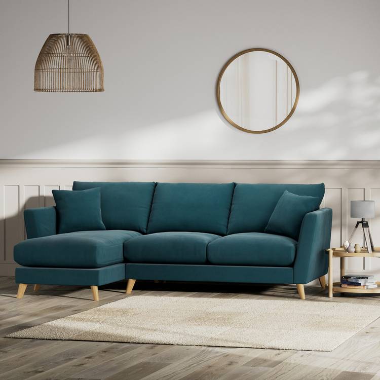 Habitat Lomond Left Hand Corner Sofa - Teal - Ash Leg 0