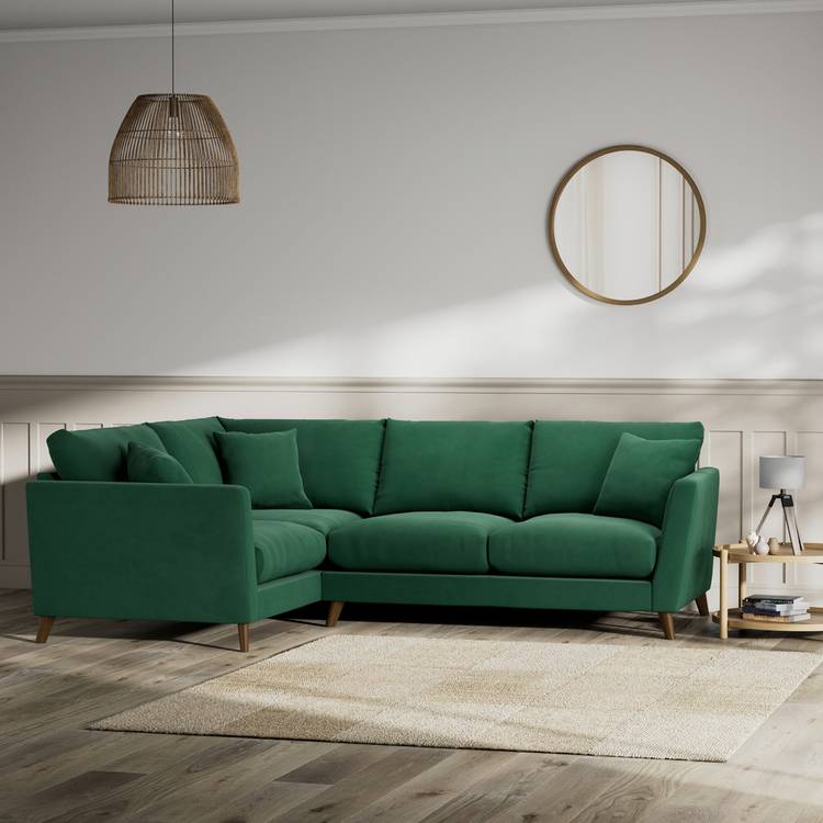 Habitat Lomond Left Hand Corner Sofa - Green - Dark Leg 0