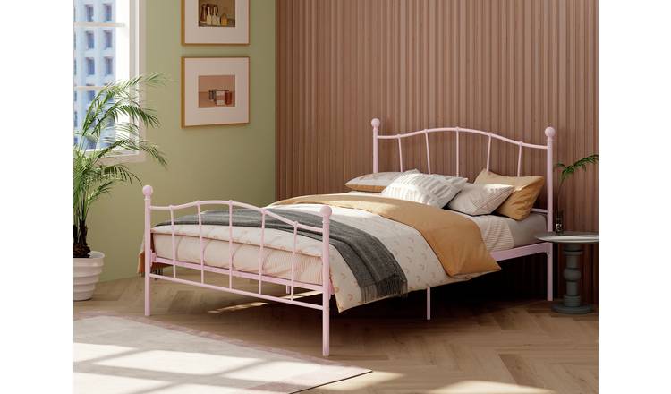 Argos Home Fleur Small Double Metal Bed Frame - Pink