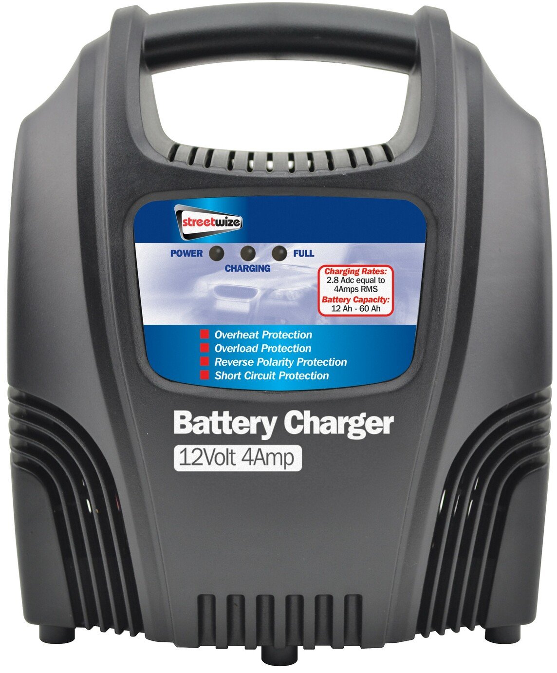 Streetwize 12V 4 AMP Compact Lead Acid Battery Charger