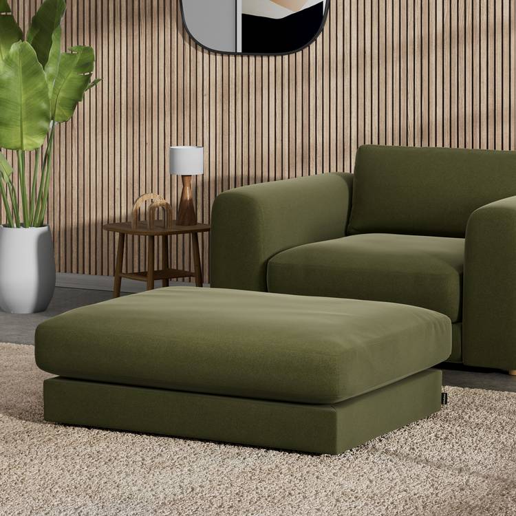 Habitat Ayr Velvet Footstool - Moss Green 0