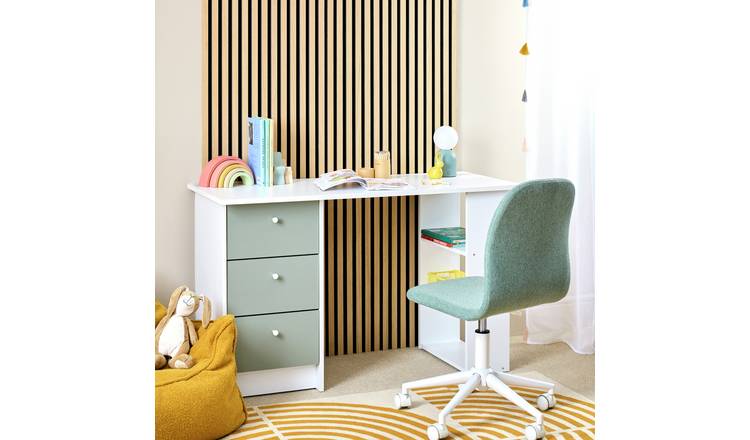 Argos Home Kids Malibu 3 Drawer Desk - Green and White