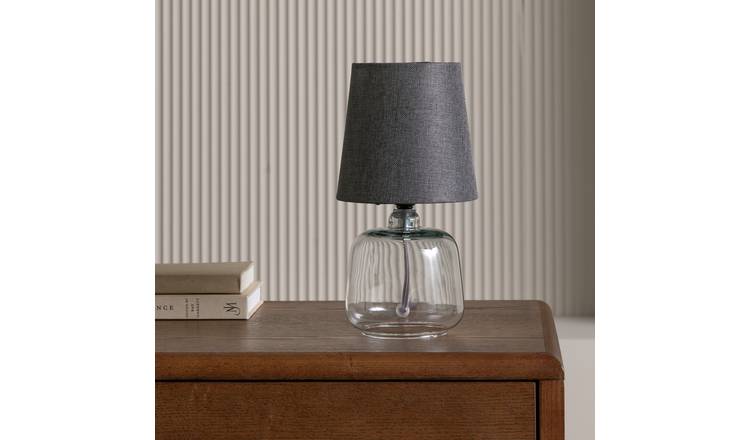 Argos Home Cabras Glass Table Lamp - Charcoal