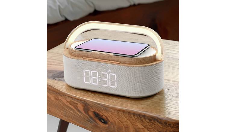 Menkind T309 10W Wireless Speaker Alarm Clock - Grey