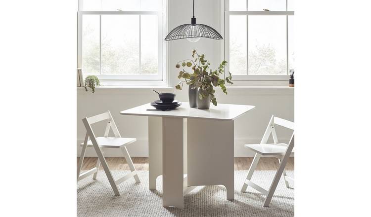 Julian Bowen Gatan Rubber Wood Dining Table & 2 White Chairs