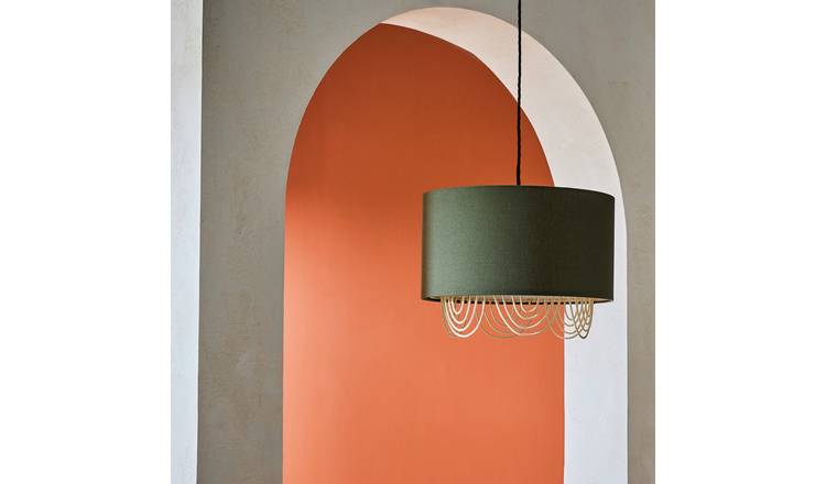 Habitat Olive Two Tier Scallop Easy Fit Lampshade - 35cm