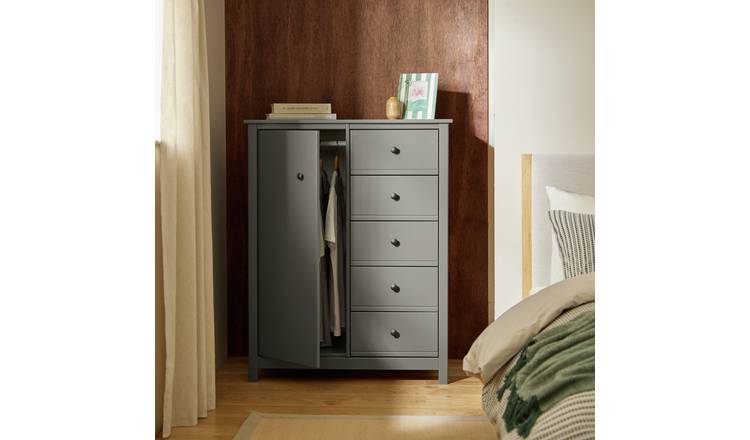 Habitat Brookyln 1 Door 5 Drawer Short Wardrobe - Grey