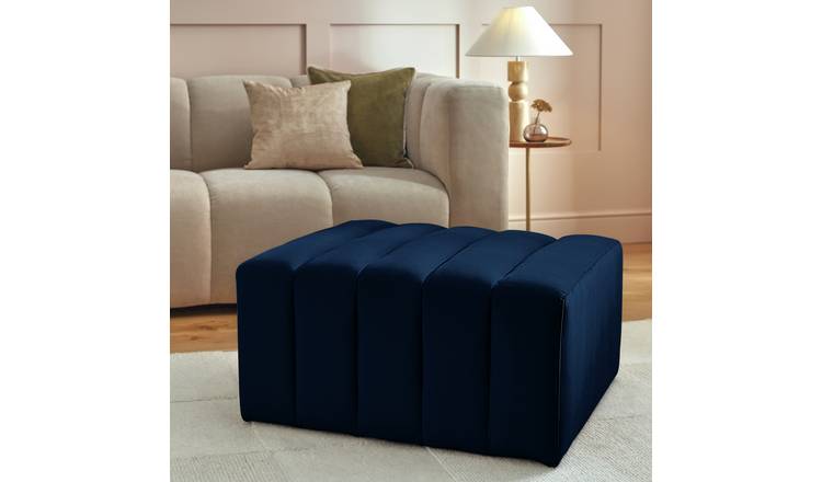 Argos Home Letti Velvet Footstool - Navy