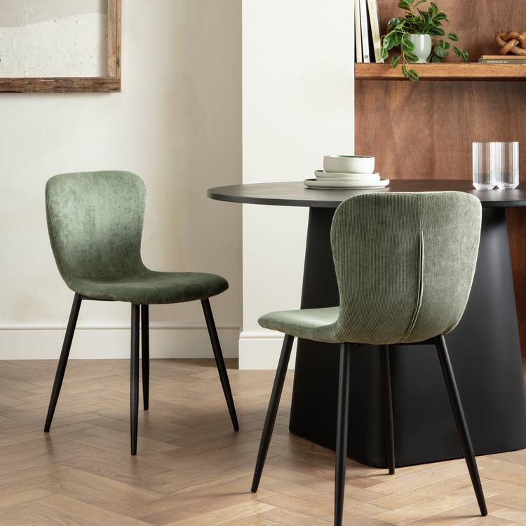 Habitat Shai Pair of Fabric Chairs - Green 0