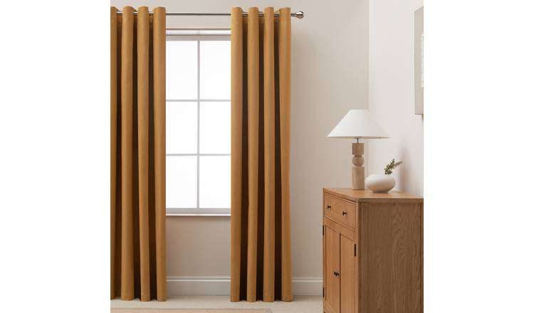 Habitat Blackout Eyelet Curtain - Mustard - 183x168cm