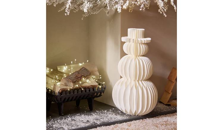 Habitat White Paper Honeycomb Snowman Christmas Decoration