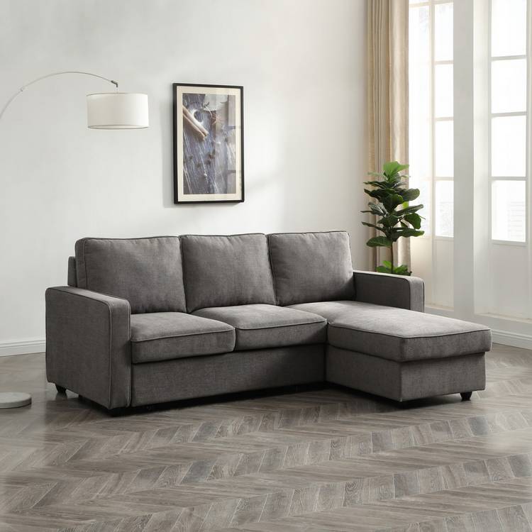 Kyoto Noah Fabric Reversible Corner Sofa Bed - Grey 0