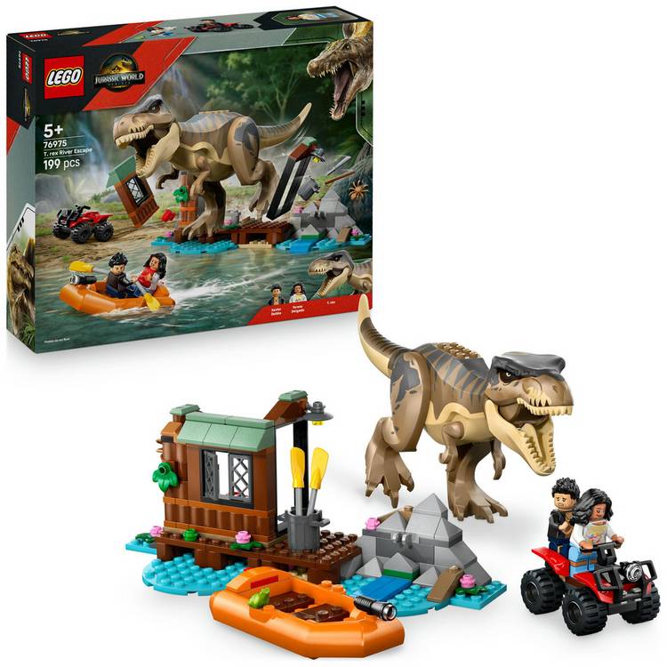 LEGO Jurassic World T. rex River Escape, Dinosaur Toy 76975 0