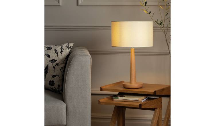 Habitat Tapered Wood Table Lamp - Walnut & Natural