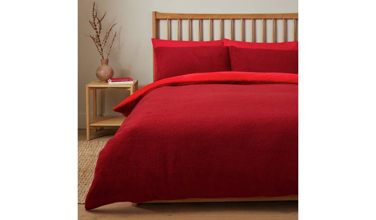 Argos Home Double Sided Fleece Red Bedding Set - Single