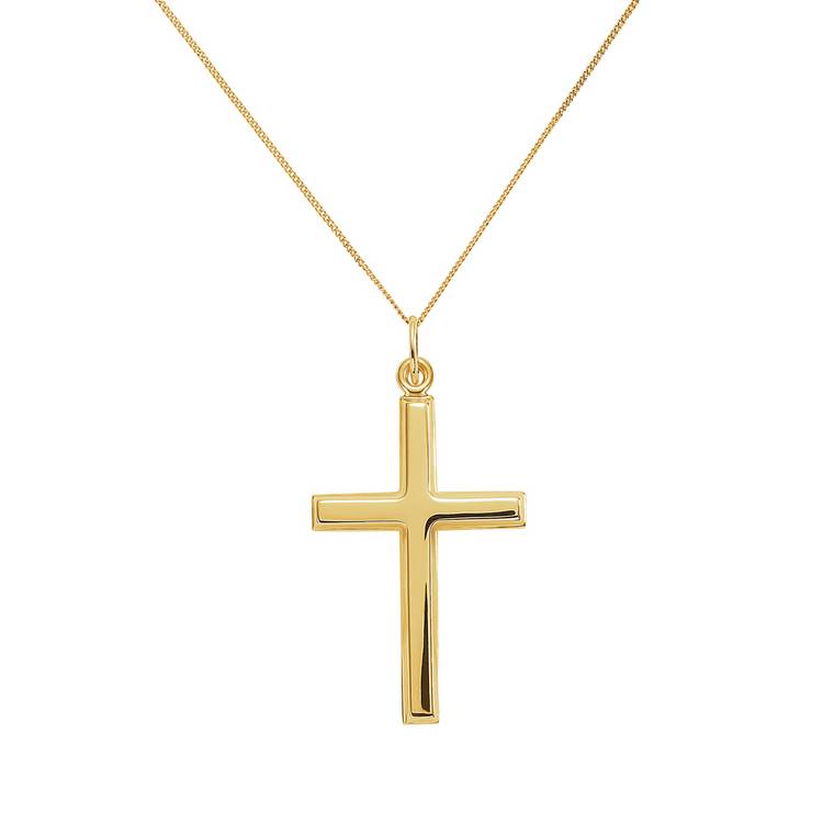 Revere 9ct Gold Small Cross Pendant Necklace 0