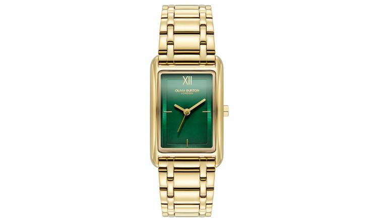 Olivia Burton Green Dial Stainless Steel Link Bracelet Watch