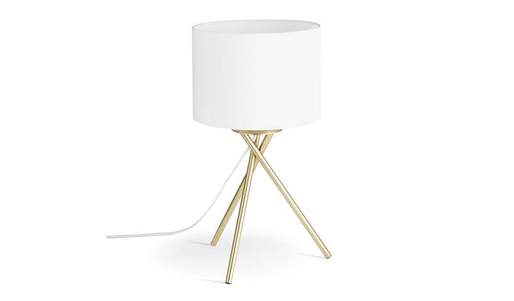Argos Home Tripod Table Lamp - White & Brass