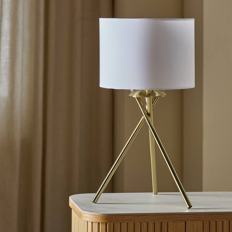 Argos Home Tripod Table Lamp - White & Brass 0