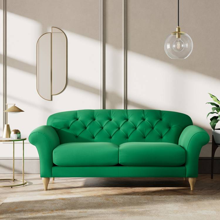 Habitat Brooker Fabric  3 Seater Sofa - Green - Ash Leg  0