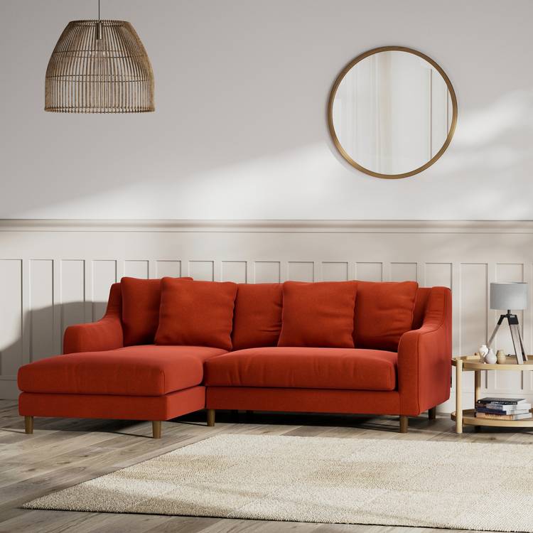 Habitat Swift Left Hand Corner Sofa - Burnt Orange -Dark Leg 0