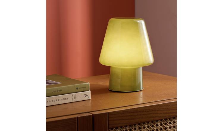 Habitat Flore Glass Table Lamp - Green