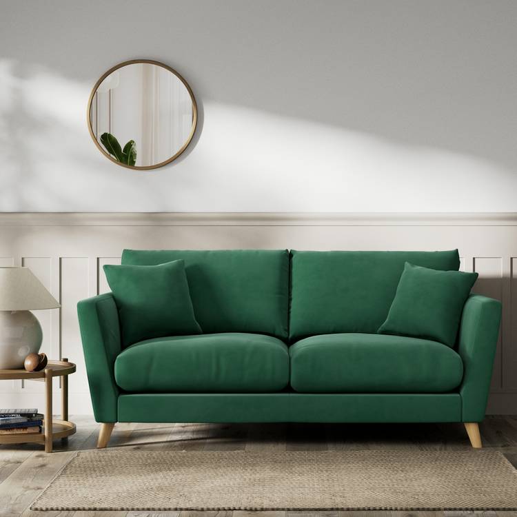 Habitat Lomond Fabric 3 Seater Sofa - Green - Ash Leg 0