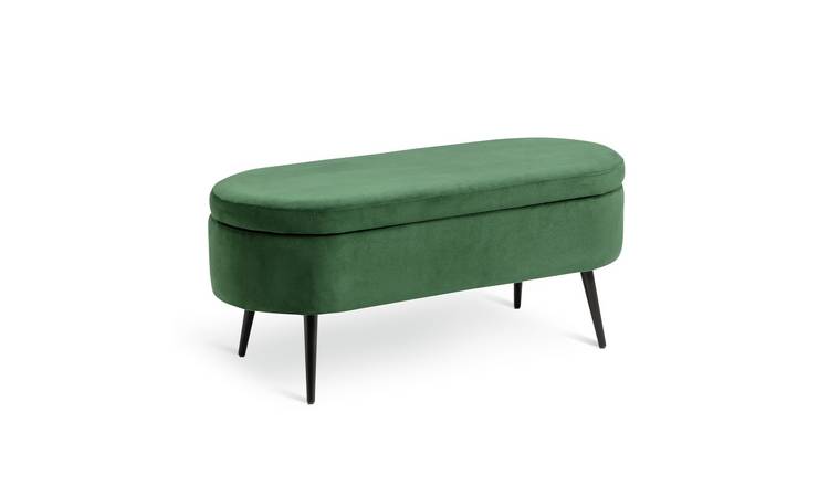 Argos Home Velvet Storage Ottoman - Emerald Green