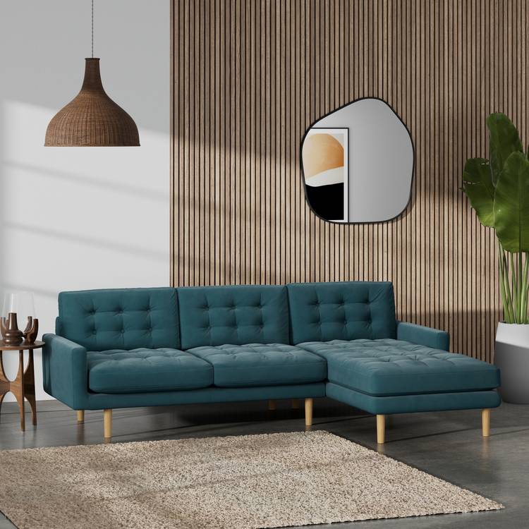 Habitat Fenner Right Hand Corner Sofa - Teal - Ash Leg 0