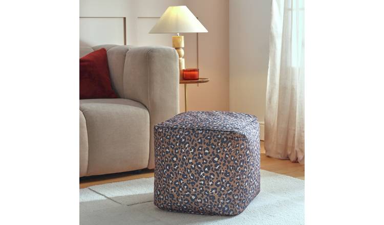 Argos Home Thea Fabric Footstool - Leopard Print