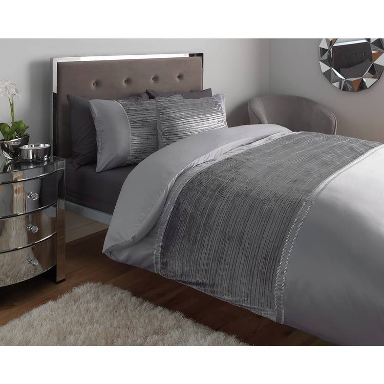Argos Home Sparkle Velvet Grey Bedding Set - Superking 0