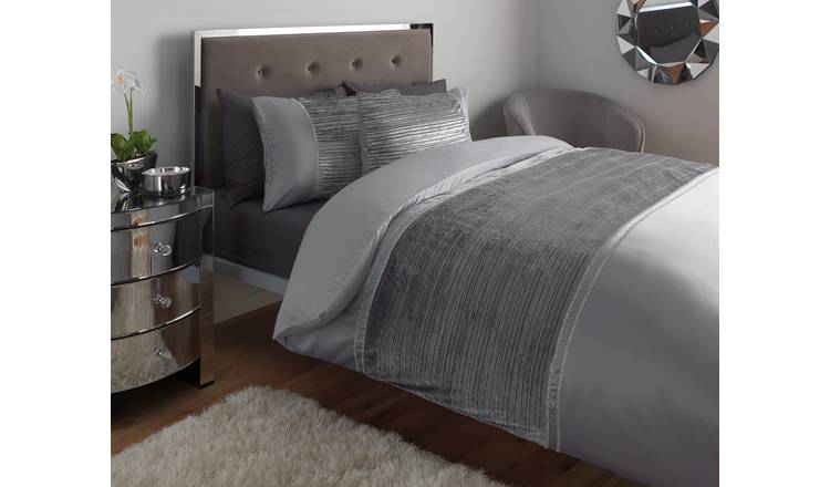 Argos Home Sparkle Velvet Grey Bedding Set - Superking