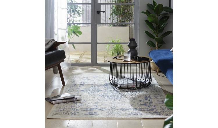 Habitat Traditional Natural & Blue Cut Pile Rug - 160x230cm