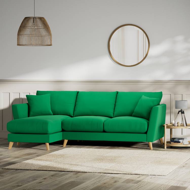 Habitat Lomond Left Hand Corner Sofa - Green - Ash Leg 0