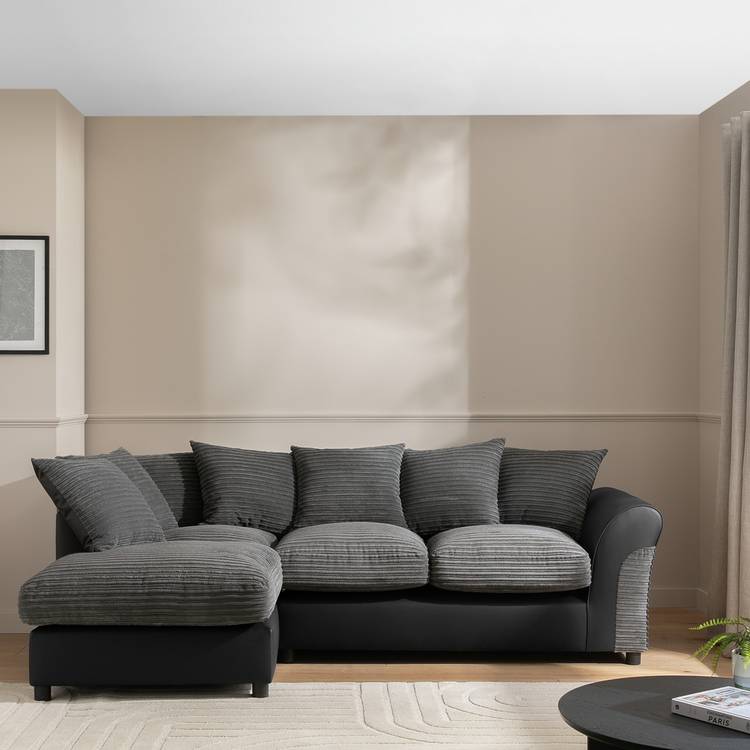 Argos Home Harry Left Hand Corner Chaise Sofa - Charcoal 0