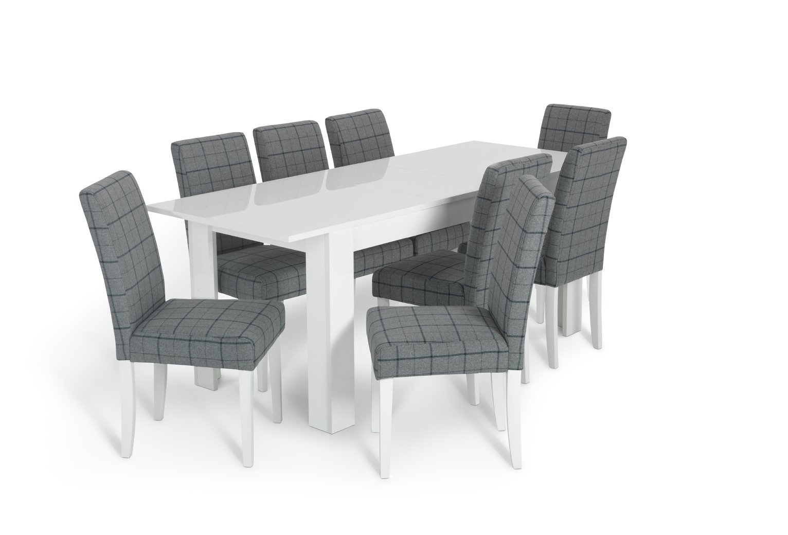 Argos Home Miami White Gloss Extending Table & 8 Chair -Blue Review