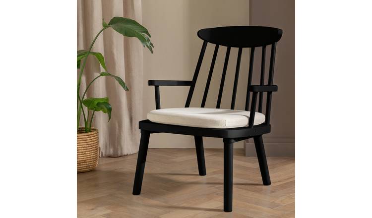 Habitat Lenny Solid Wood Spindle Armchair - Black