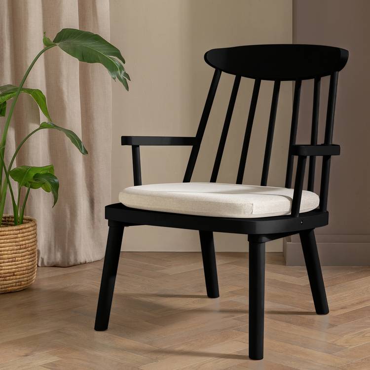 Habitat Lenny Solid Wood Spindle Armchair - Black 0