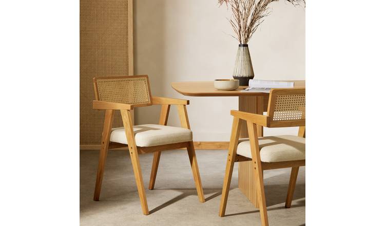 Habitat Cedric Pair of Solid Wood Dining Chairs - Light wood