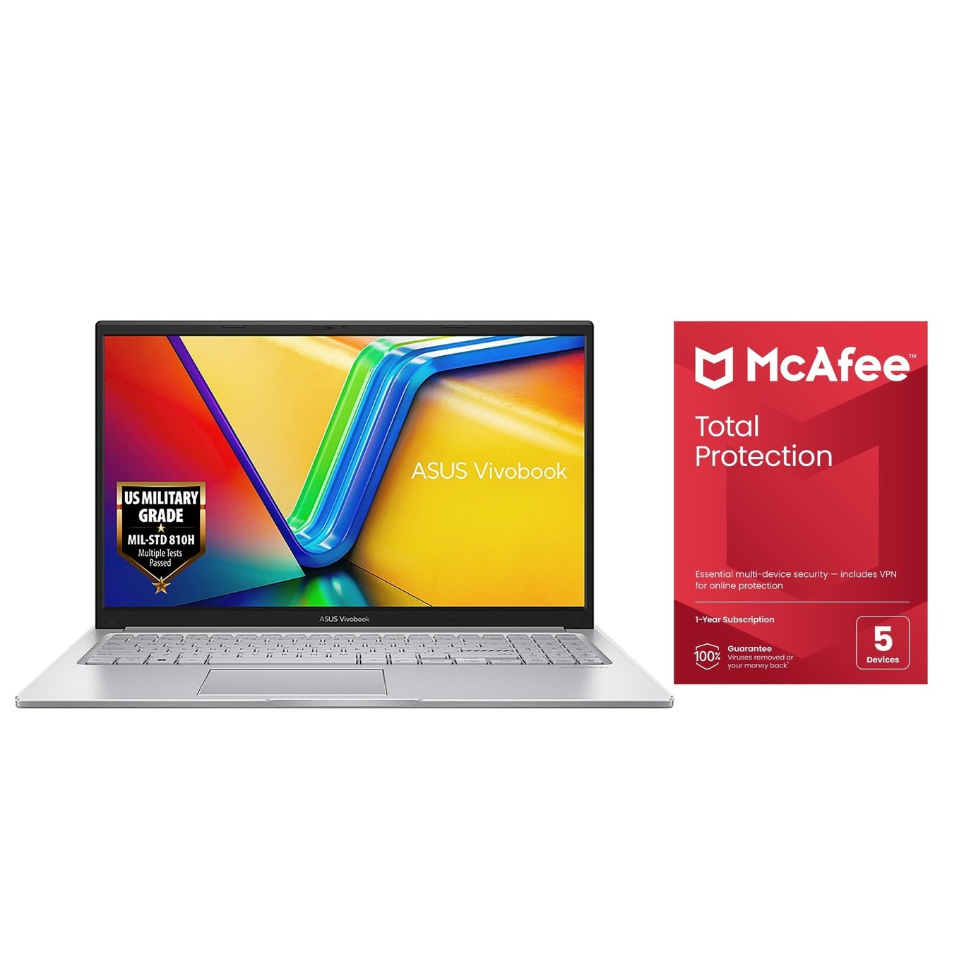 ASUS Vivobook 15 15.6in i7 16GB 1TB Laptop Bundle - Silver