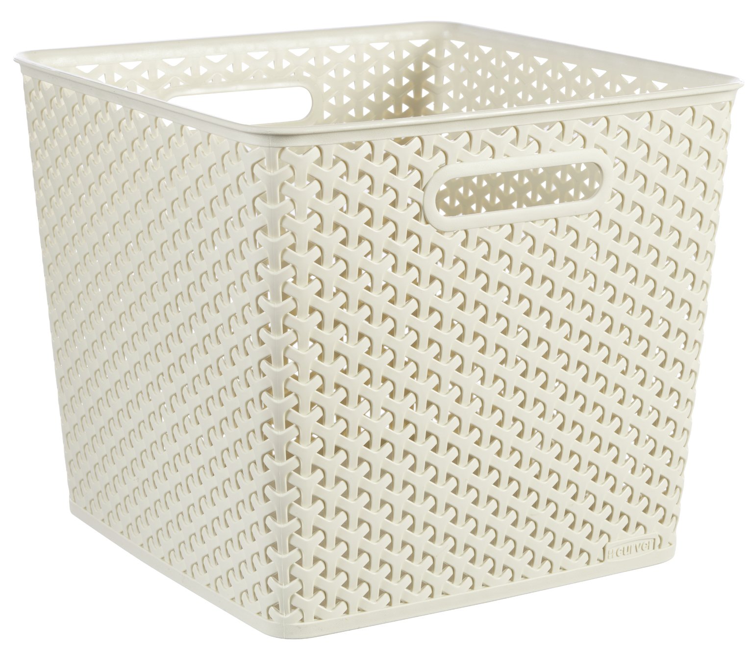 Curver Set of 3 Square Rattan My Style Storage Boxes - White
