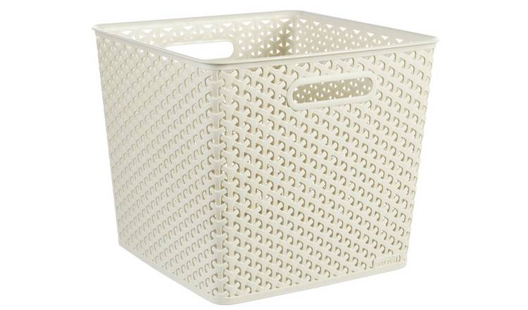 Curver Set of 3 Square Rattan My Style Storage Boxes - White
